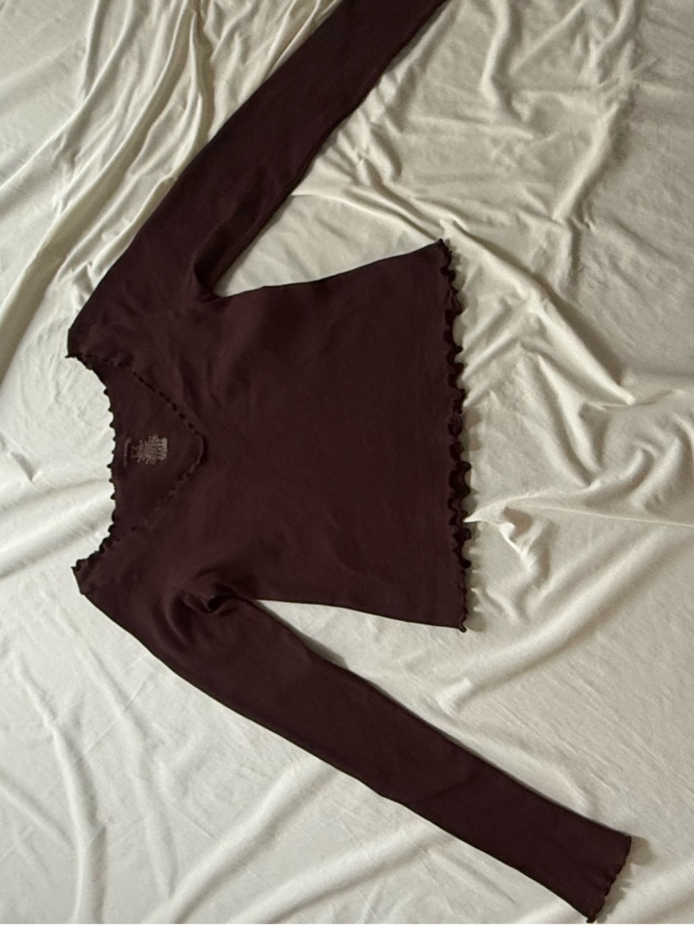 Free People Ribbed Long-Sleeve Top in Deep Burgundy